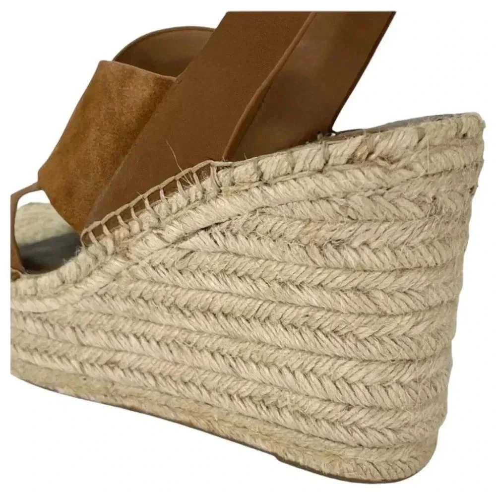 Marc Fisher LTD Abacia Tan Leather Espadrille Womens Platform Sandals 9M - Picture 9 of 15